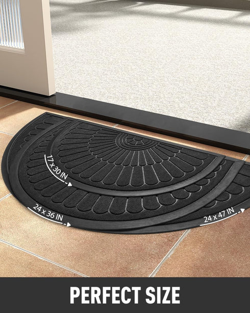 17x30 tchdio Door Mat Outdoor Indoor Entrance Doormat-Semicircular Durable Rubber Non Slip Front Door Mat for Outside