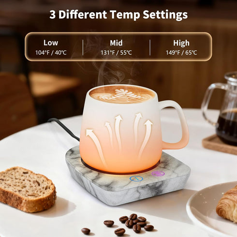 3-Temp Settings, VOBAGA Coffee Mug Warmer with Coffee Cup Warmer with Auto Shut Off, Smart Mug Warmer for Travel Office