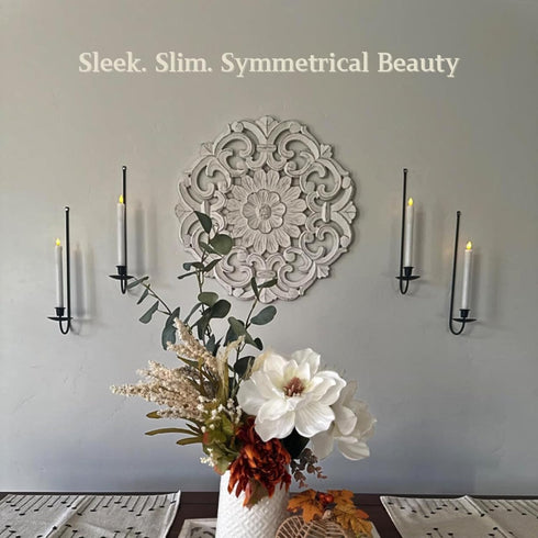 Set 2, Wall Candle Holder of Stylish Black Metal Wall Mount Candle Sconces, Modern Wall Decoration for Living Room