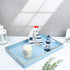 15.6" 10.2" Spsyrine Blue Decorative Serving Tray with Handles, Elegant Plastic Coffee Table Tray for Ottoman, Living