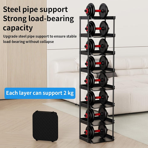 Altdnmaf 8 Tier Vertical Narrow Shoe Rack, Stackable Tall Skinny Shoerack, Compact Single Shoes Storage Tower for Slim