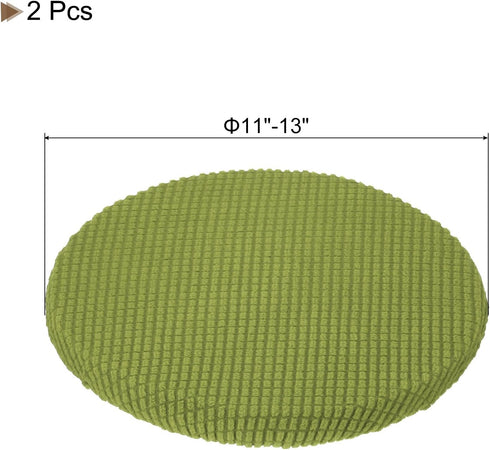 UXCell Round Bar Stool Covers with Elastic Bands - Green Seat Cushions for Chairs