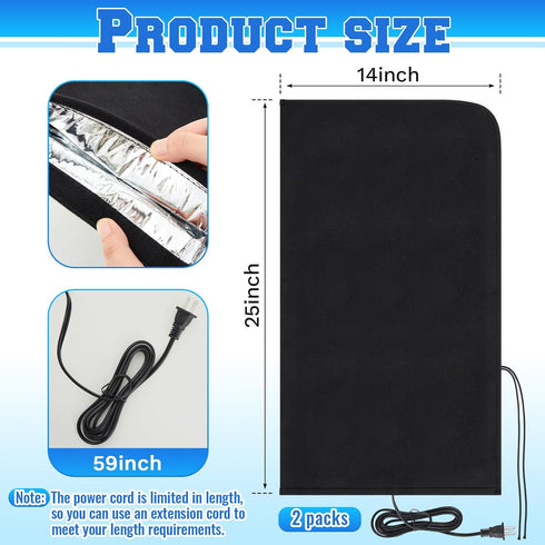 Glooglitter 2 25.2"x14" Pcs Electric Heated Outdoor Faucet Cover for Winter Freeze Protection Heating Hose Bib Covers