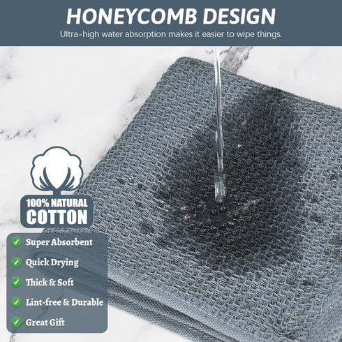 Nialnant Cotton Cleaning Rags - Waffle Weave Kitchen Towels, Absorbent Quick Drying Dish Cloths (12 in x 12 in)