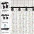 GILLAS Set of 12 Decorative Shower Curtain Hooks - Rust Resistant Square Rings for Bathroom, Black