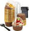 5.5 Oz Foil Cupcake Cups, 50 Pack LNYZQUS Cupcake Liners with Dome Lids, Disposable Ramekins, Brown in Gold