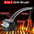 Grill Brush for Outdoor BBQ - Replaceable Bristle Free Heading and Reinforced Scraper - Safe BBQ Brushes