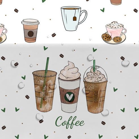 APOWBLS 3 Pack 55in 86in Coffee Party Decorations Tablecloth for Birthday Baby Shower, Disposable Latte Fun Coffee