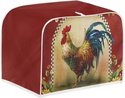 Sunflower Rooster Toaster Cover 2 Slice, Chicken Print Small Kitchen Appliance Toasters Dust Cover Microwave Bread Maker Cover