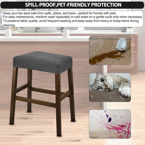 Counter B,4 Pack NeColorLife Rectangle Bar Stool Covers,Stretch Waterproof Saddle Seat Covers for Height and Kitchen