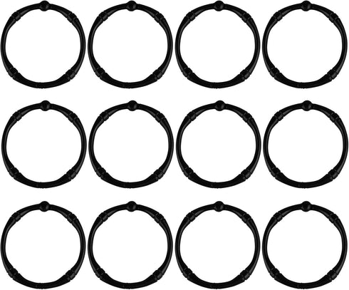 Shower Curtain Hooks - Rustproof Decorative Metal Round Rings for Bathroom Shower Rod, 12 Pack (Black)