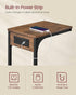 2 ULET362K01 VASAGLE C-Shaped Side Table, End Table with Charging Station, C Table for Couch, Sofa, Adjustable Feet