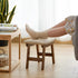 Furshus Foot Stool Ottoman Foot Rest Under Desk,Small Stool for Living Room, Bedroom and Kitchen (Brown Legs - Beige