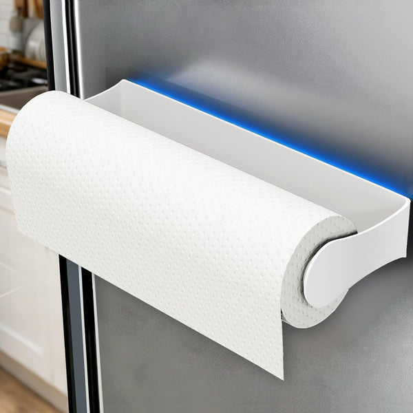 Magnetic Paper Towel Holder for Fridge, No Drilling, Strong Magnet, White, Paper