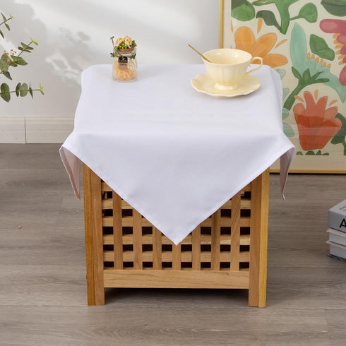 24 24 Inch Small Square Solid White Tablecloth x Washable Fabric Table Cloth Wrinkle Resistant Polyester Table Cover