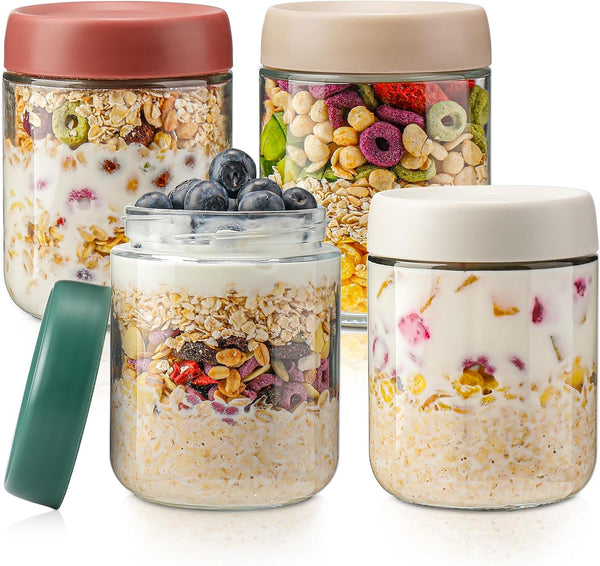 DIMBRAH Overnight Oats Containers with Lids,16oz Glass Jars with Lids - Set