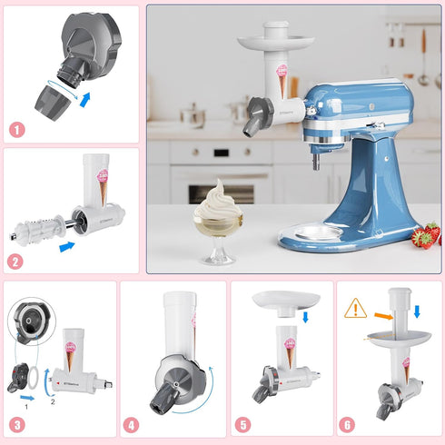 Frozen Frozen Natural Ice Cream Maker Attachment for Kitchen aid Stand Mixer, Dessert Maker, Fruit Sorbet Machine