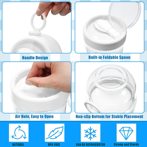 4 20 oz Gerrii Pcs Overnight Oats Container with Lids and Spoons, Plastic Overnight Oats Jars Large Capacity Airtight