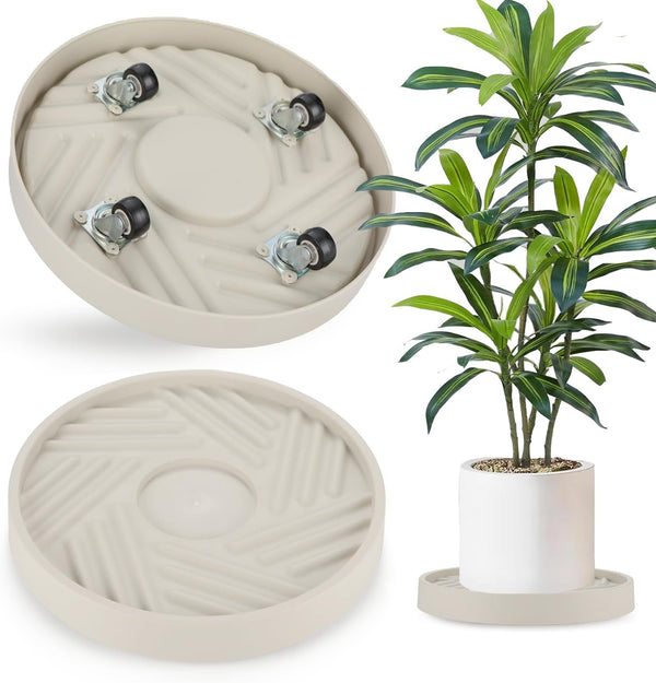 2 Pack Plant Caddy with Wheels,10" Rolling Plant Stand 165 LBS Heavy