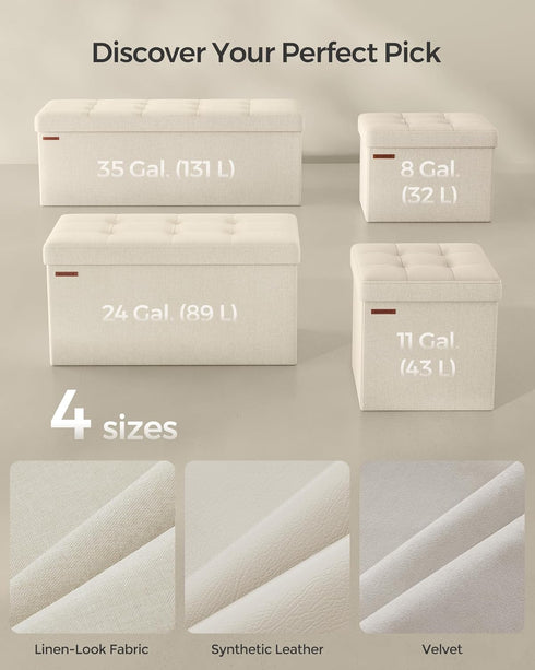 12.2 16.1 12.2 Inches, 286 lb ULSF102W01 SONGMICS Mazie Collection - Small Folding Storage Ottoman, Foot Rest Stool, x
