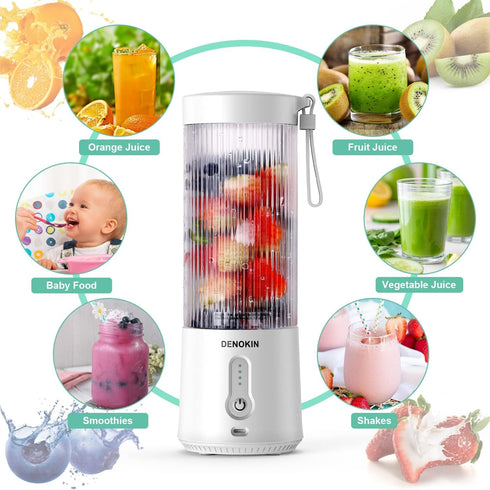 Portable Personal Size Blender for Smoothies and Shakes - USB Rechargeable - Household Fruit Mixer