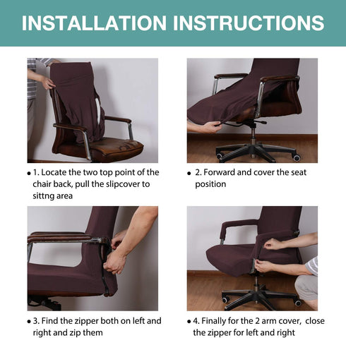 Turquoize Office Chair Cover, Stretch Removable Slipcover with Arms for Dogs, Cats & Pets, Brown