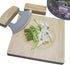 TLIOCAS Set,Mezzaluna 7inch Alaska Ulu Knife Mezzaluna Cutter n Chopping Bowl Mincing Chopper with Base n Recessed