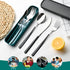Travel Utensils with Case, 4pc Reusable Set, Camping Utensil Set, Portable Silverware for Work, Camping, School (Green)