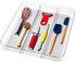 madesmart Large Utensil Tray - Light Grey, 3-compartment, Soft Grip Collection, Non-slip Feet, BPA-free