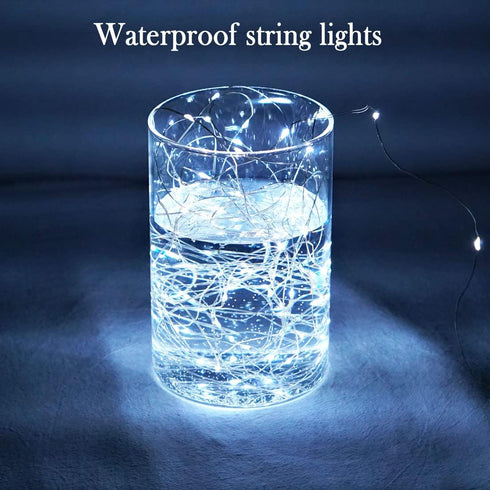 Twinkle Fairy Lights Battery Powered 20 LED on 7.2feet Silvery Copper Wire for DIY Wedding Party Decor (Cool White)