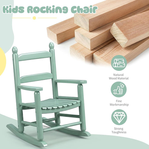 3-6, Outvita Kids Rocking Chair, Ergonomic Sturdy Toddler Rocking Chair with High Backrest & Rounded Armrests, Safe