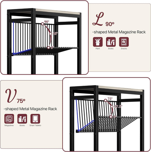 3-Tier Narrow Side Table for Small Space, End Table with Magazine Holder, Slim Nightstand with Wire Shelf, Skinny