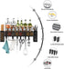 Wall Mount Hanging Spice Rack, Over Stove Spice Organizer Shelf with 6 Hooks and Utensil Holder, Black