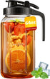 64 oz Mason Jar Pitcher Airtight & Leakproof Glass Pitcher with Lid,