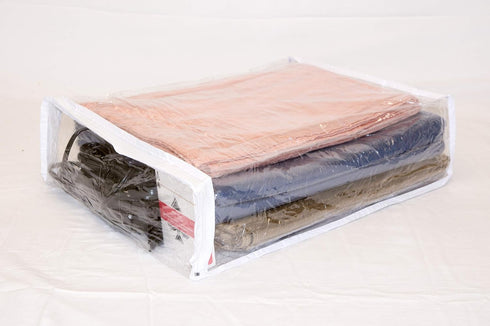 Set of 10 Clear Vinyl Zippered Storage Bags - 11 x 15 x 4 Inch