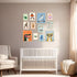Aroutde 12Pcs Baby Nursery Room Decor, Cartoon Animal Playroom Canvas Wall Art Kids Transport Inspirational Quotes