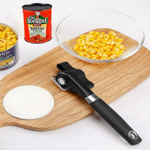 AWON Manual Can Opener for Kitchen Safety, No Sharp Edges, with Bottle Opener Set for Arthritis Camping