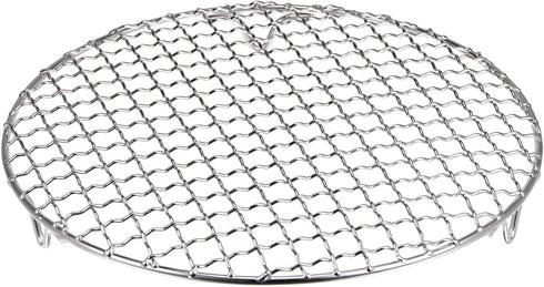 Round 9-Inch Cooking Rack, 201 Stainless Steel Cross Wire Barbecue Grill Net with 20mm Legs for Baking and Steaming