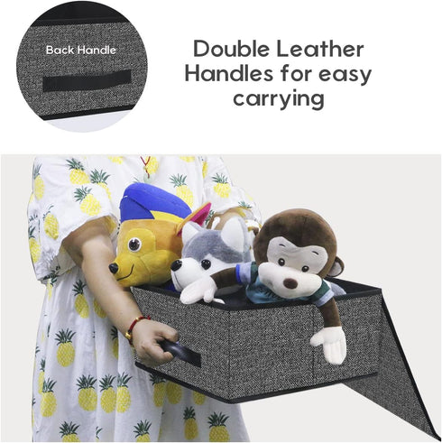 Onlyeasy Foldable Storage Bins with Lid, Pack of Two Storage Box Cube Cubby Basket Closet Organizer with Leather