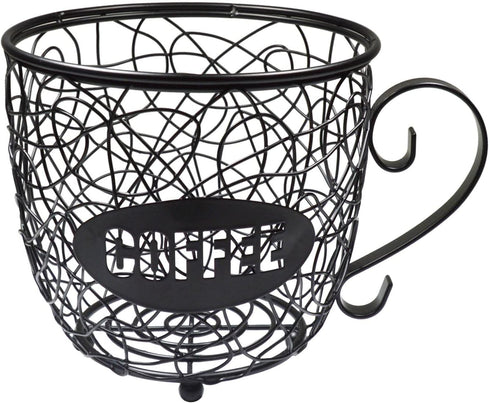 Large Capacity Coffee Pod Holder, Multiuse K Cup Organizer, Espresso Capsule Storage Wire Basket for Coffee Bar
