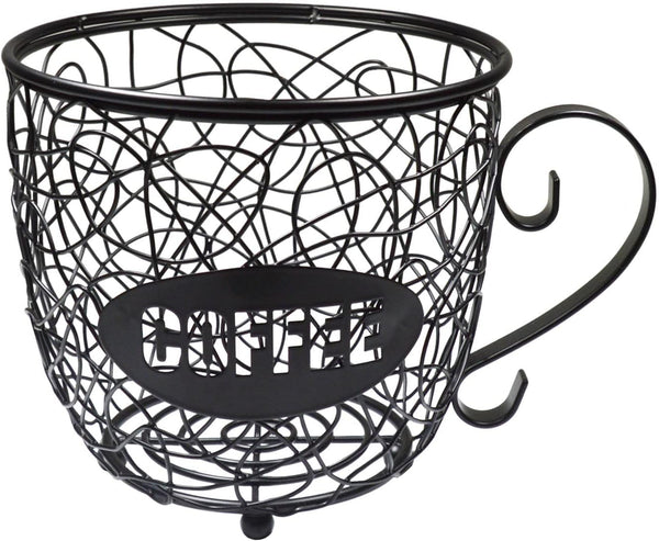 Large Capacity Coffee Pod Holder, Multiuse K Cup Organizer, Espresso Capsule Storage Wire Basket for Coffee Bar