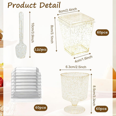 300 Pack 5 Oz Dessert Cups with Spoons and Lids Plastic Shooter Cups Round Clear Serving Goblet cup for Party
