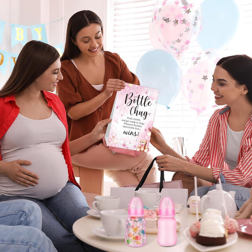 20 1 TrelaCo Bottle Chug Baby Shower Game Pcs Baby Bottles Shower Favor with Bear Theme Sign for Gender Reveal Party