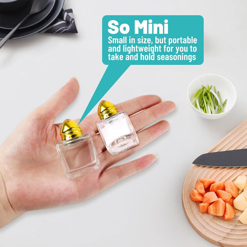 Set of 5 Mini Salt and Pepper Shakers, 0.5 oz Glass Cube Mini Spice Shaker with Funnel for Wedding, Party, Home, Kitchen