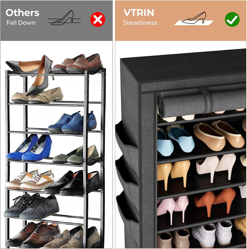 Closet 10 36-41 VTRIN Vertical Narrow Shoe Rack Organizer Tall Shoe Rack for Entryway Tier Non-Woven Cover Shoe Shelf
