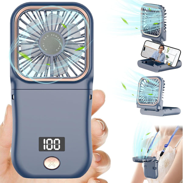 Portable Fan Rechargeable, Handheld 4000mAh Battery Operated Fan with Digital Display, Mini Pocket Fan for