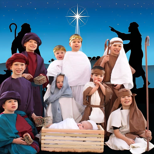 Fun Express Star Of Bethlehem Backdrop Banner for Christmas - Preprinted Party Decor, Wall Decor, 3 Pieces