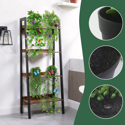 EOECL 4 Pcs Artificial Hanging Plants with Pots - Realistic Fake Eucalyptus & Ivy Vine Potted Plants for Bathroom Shelf
