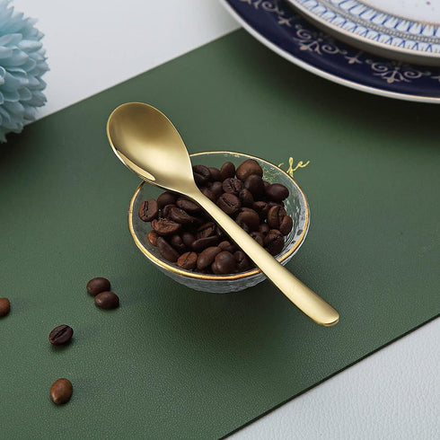 Gold Demitasse Espresso Spoons, 5.5'' Mini Coffee Spoons, Set of 6, Dishwasher Safe
