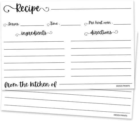 Double-Sided Recipe Cards 3x5 Inches, 50 Counts Durable Easy Typing - Minimal Modern (White)